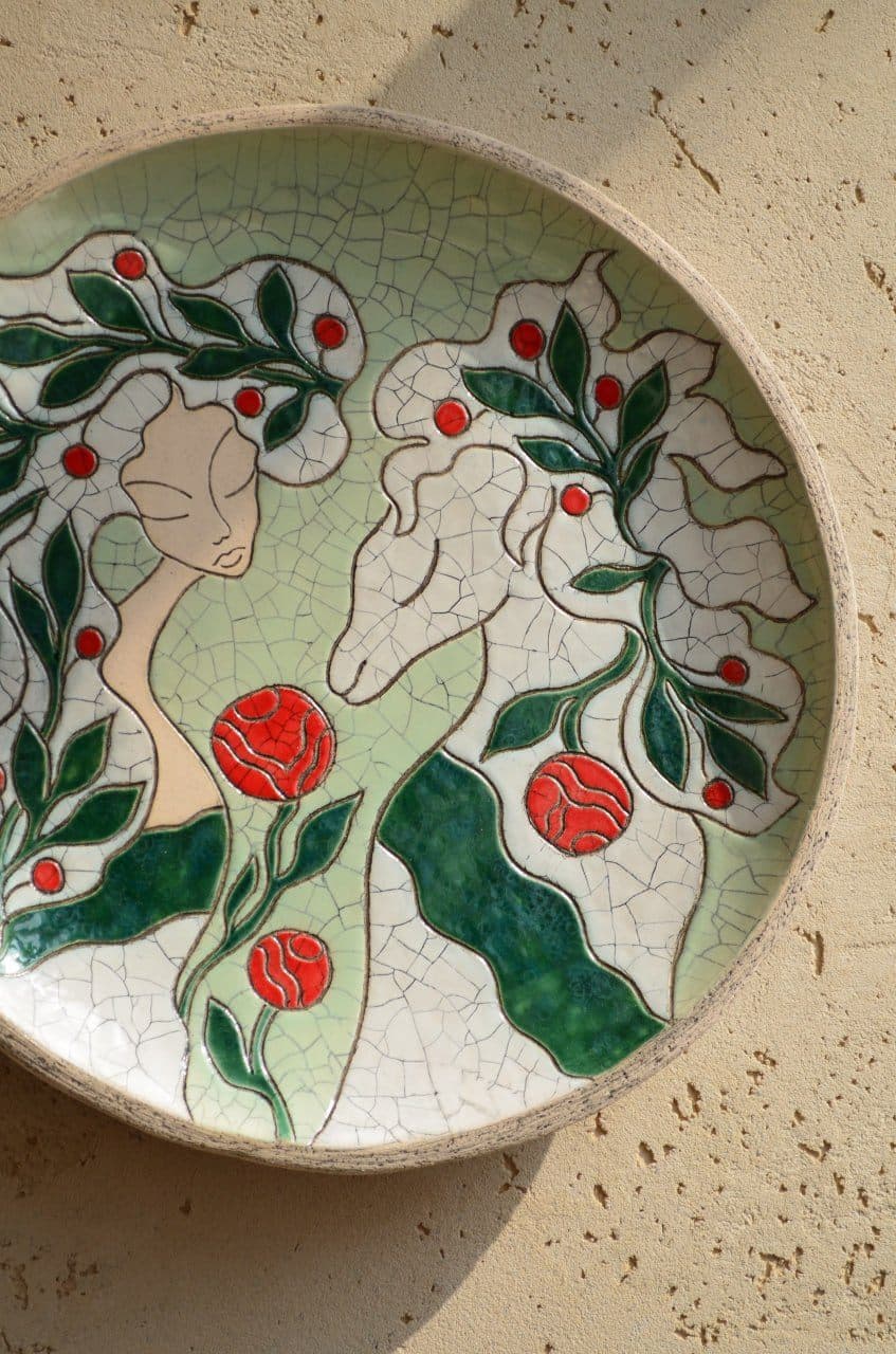 Блюдо декоративное. Авторская керамика. Диаметр 40 см (копия) (копия) (копия)